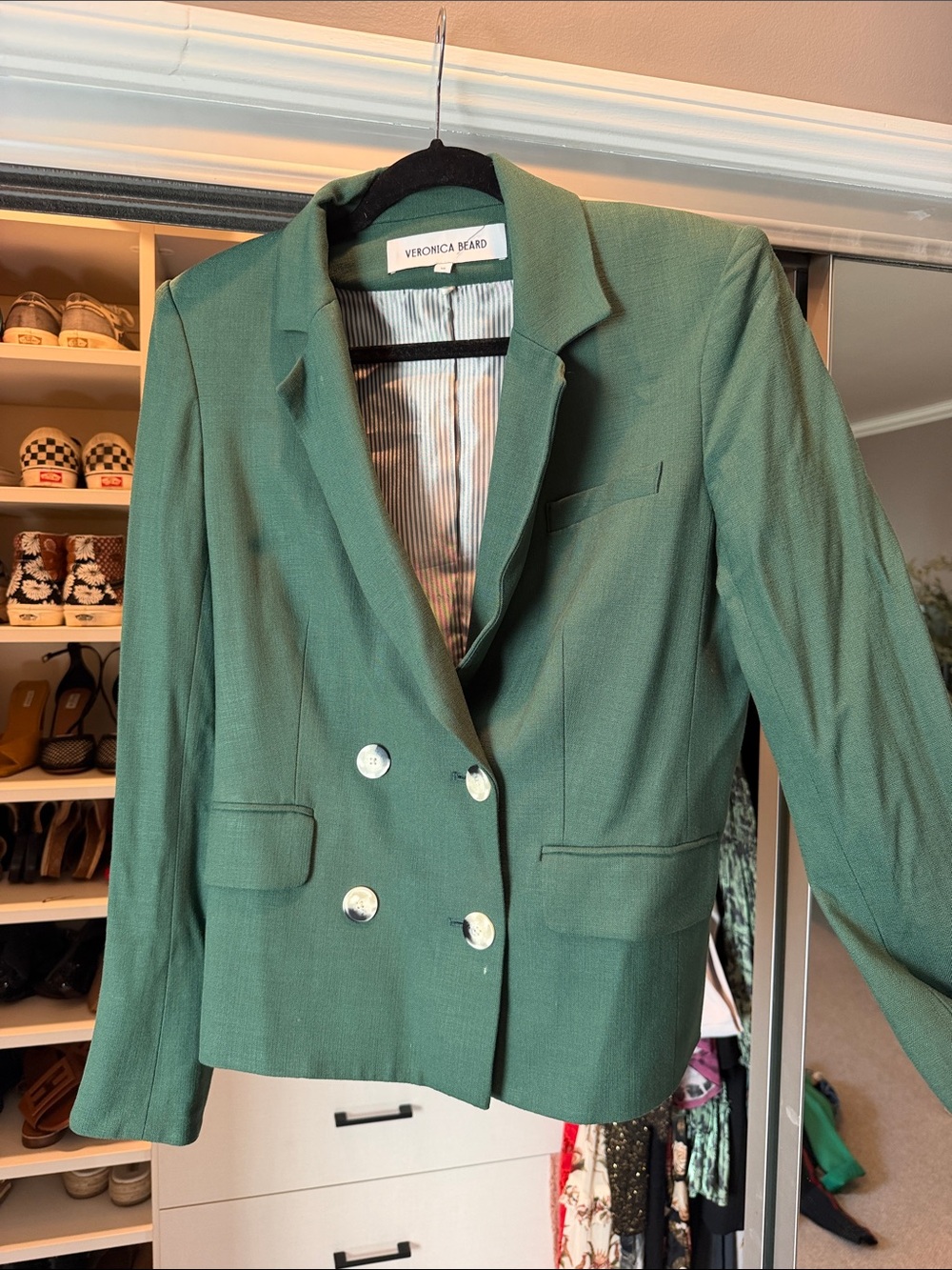 Veronica Beard Emerald Green Double-Breasted Blazer